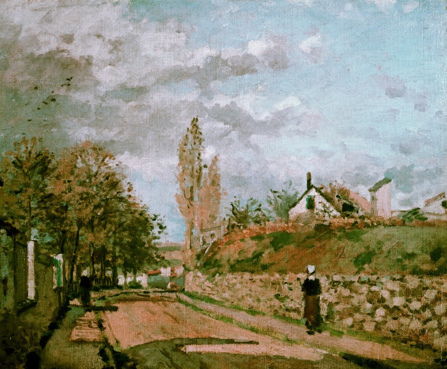 Camille Pissarro, Rue de Beaujour, Pontoise (Kunst,Landschaft,Verkehrswege,Strasse (Allgemein),Impressionismus,Französische Kunst,Fussgängerin)