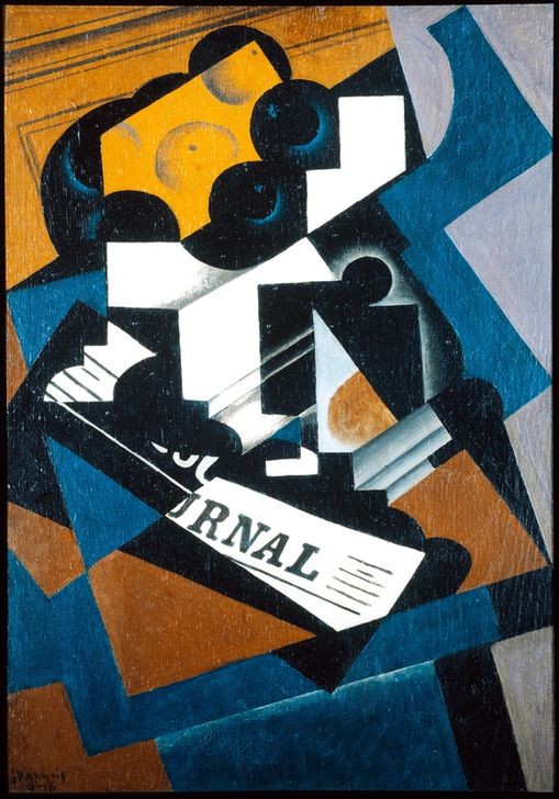 Juan Gris, Ohne Titel (Kunst,Kubismus,Tisch,Stillleben,Zeitung,Spanische Kunst,Abstraktion)