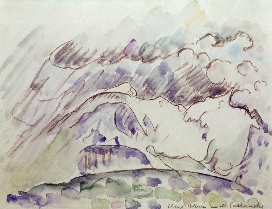 Paul Signac, Blick von Sallanches auf den Mont-Blanc (Gebirge,Geographie,Kunst,Landschaft,Pointillismus,Französische Kunst,Topographie)