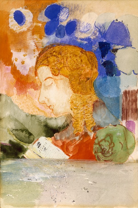 Odilon Redon, Ohne Titel (Frau,Kunst,Symbolismus,Französische Kunst,Profil,Kopf,Geschlossene Augen,Schlafen (Schlaf))