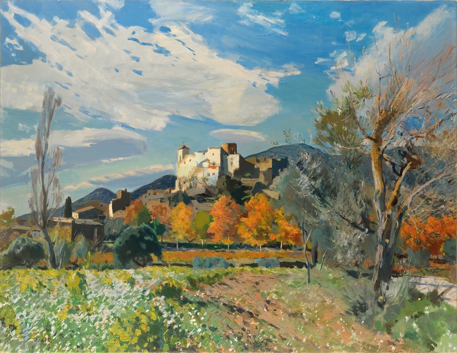 Joaquim Mir, Frühling des Winters (Landschaft, Frühling,Dorf, Bergdorf, Katalanische Kunst, Post-Modernisme, Malerei, Klassische Moderne, Wunschgröße, Wohnzimmer, Treppenhaus, bunt)