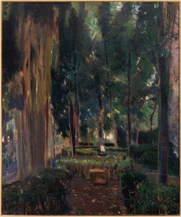 Joaquim Mir, Rückzug (Landschaft, Park, Baum, Rückzug, Katalanische Kunst, Menschenleere,  Post-Modernisme, Malerei, Klassische Moderne, Wunschgröße, Wohnzimmer, Treppenhaus, bunt)