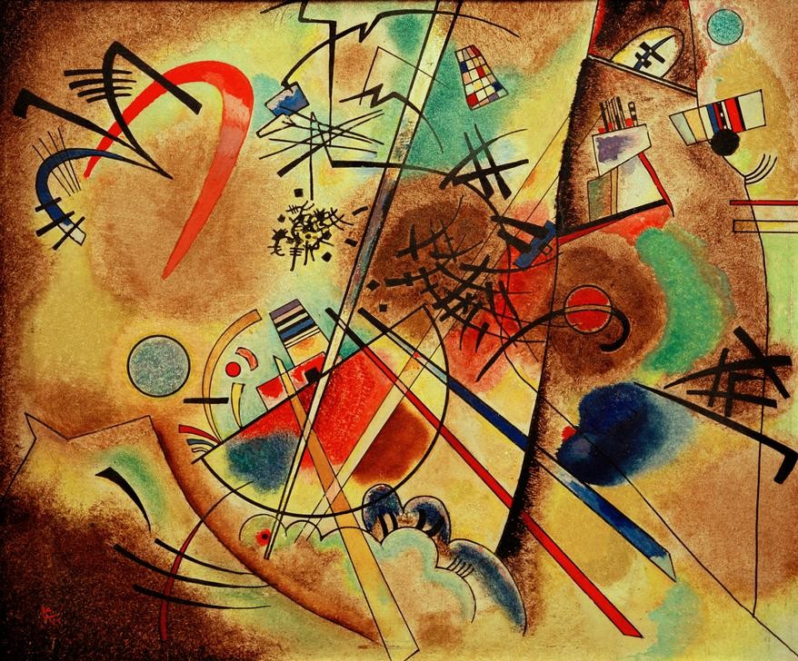Wassily Kandinsky, Kleiner Traum in Rot (Bauhaus,Geometrie,Kunst,Abstrakte Kunst,Russische Kunst,Abstraktion,Halbkreis,Form,Farbe)