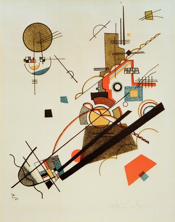Wassily Kandinsky, Fröhlicher Aufstieg (Bauhaus,Geometrie,Kunst,Abstrakte Kunst,Russische Kunst,Abstraktion,Form,Signatur,Farbe)
