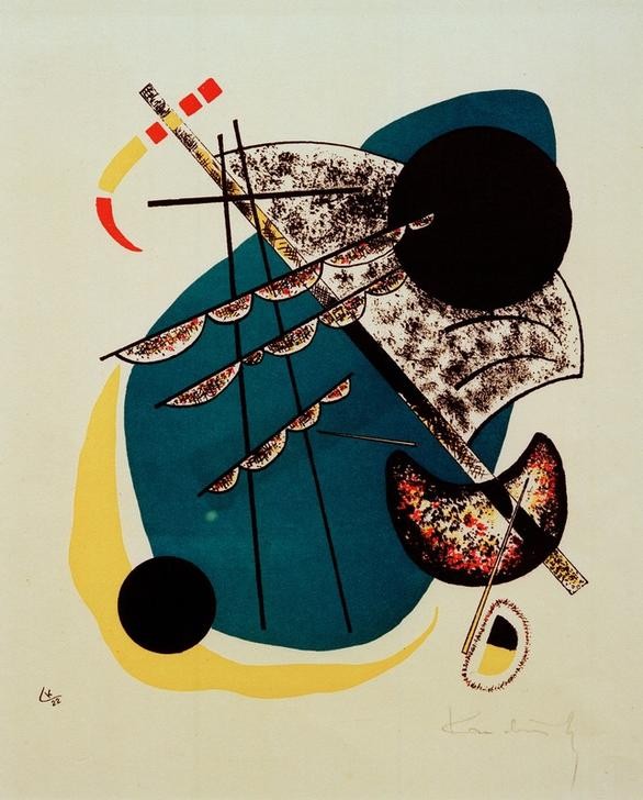 Wassily Kandinsky, Kleine Welten II (Bauhaus,Geometrie,Kunst,Abstrakte Kunst,Russische Kunst,Kreis,Abstraktion,Form,Signatur,Farbe)