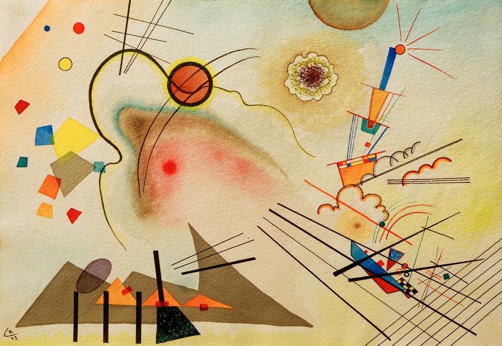 Wassily Kandinsky, Aquarell Nr. 606 (Bauhaus,Geometrie,Kunst,Abstrakte Kunst,Russische Kunst,Monogramm,Abstraktion,Form,Farbe)