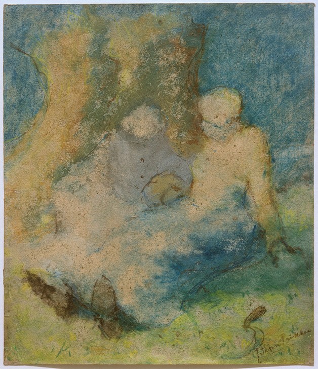 Johan Thorn Prikker, Zwei Figuren an einem Baum (Frau,Garten Und Park,Kunst,Landschaft,Menschen Im Park,Mensch,Park,Freizeit,Impressionismus,Baum,Niederländische Kunst,Holländische Kunst,Menschen Im Garten,Frauenleben,Deutscher Werkbund,Signatur,Garten)