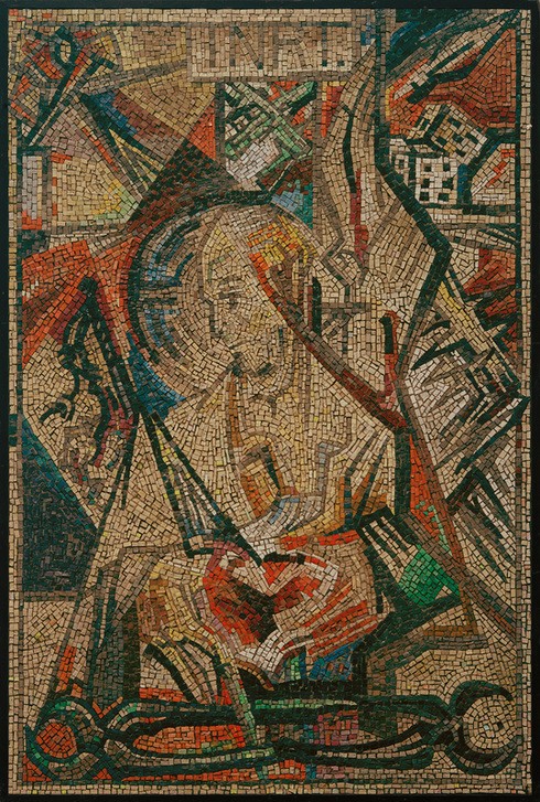 Johan Thorn Prikker, Herz Jesu (Christentum,Glas,I.N.R.I. (Kreuz),Kunst,Religion,Neues Testament,Bibel,Zange,Herz,Niederländische Kunst,Holländische Kunst,Herz Jesu,Deutscher Werkbund,Schrift,Symbolik)