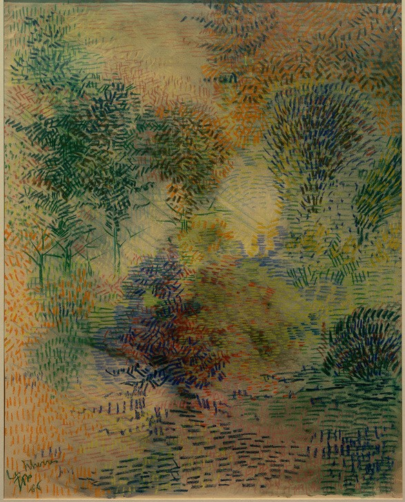 Johan Thorn Prikker, Les Xhorres, 1896 (Kunst,Landschaft,Baum,Niederländische Kunst,Holländische Kunst,Grün,Jahrhundertwende,Deutscher Werkbund,Postimpressionismus,Signatur,Farbe)