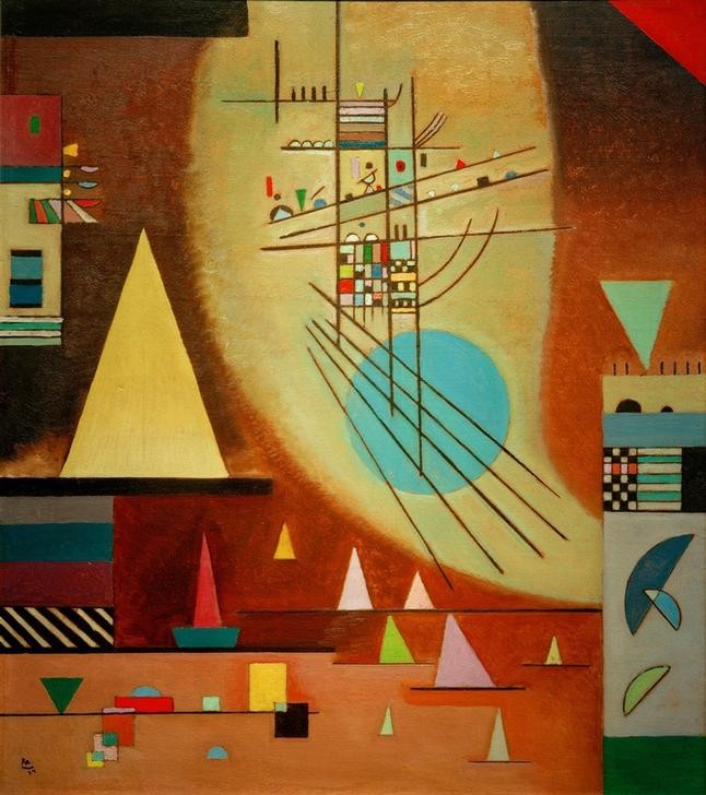 Wassily Kandinsky, Verstummen (Bauhaus,Geometrie,Kunst,Abstrakte Kunst,Russische Kunst,Kreis,Tinte,Dreieck,Abstraktion,Viereck, Malerei, Expressionismus, Der Blaue Reiter, Russische Kunst, Abstraktion, Wohnzimmer, Treppenhaus, Wunschgröße, bunt)