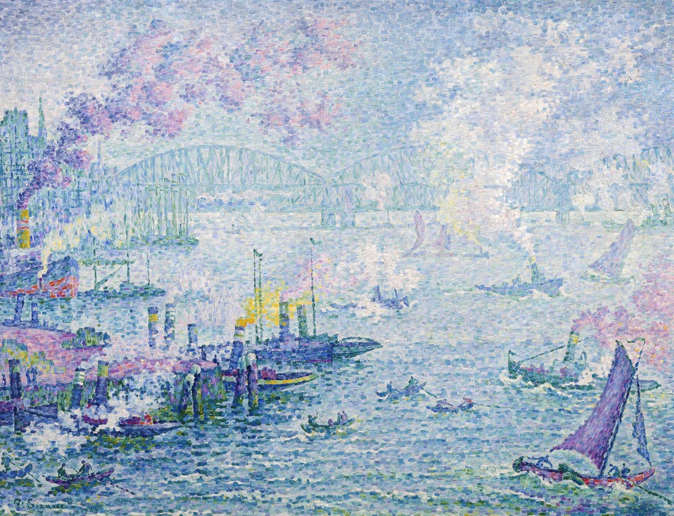 Paul Signac, The Port of Rotterdam, 1907 (Boot,Fischer,Hafen,Schiff,Tor,Meer,Impressionismus,Ufer,Bucht,Jacht,Segel)
