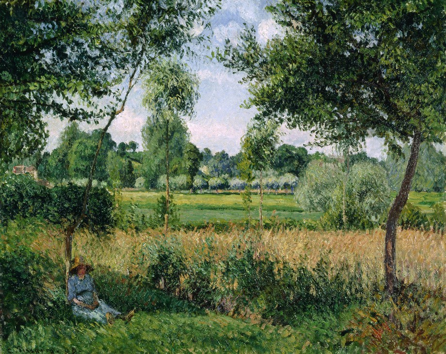 Camille Pissarro, Morning Sunlight Effect, Eragny, 1899 (Jahreszeiten,Sommer,Morgen,Impressionismus,Baum,Wiese,Poesie,Feld,Natur)