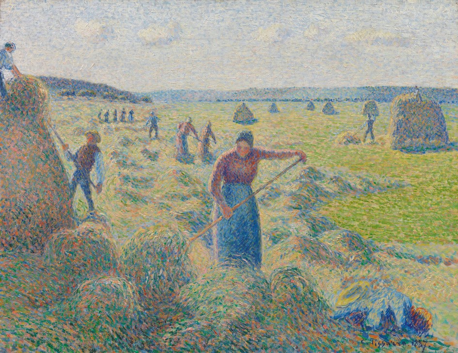 Camille Pissaro, The haymaking, Éragny, 1887 (Ernte,Landarbeiter,Sommer,Impressionismus,Heu,Genre,Feld,Natur)