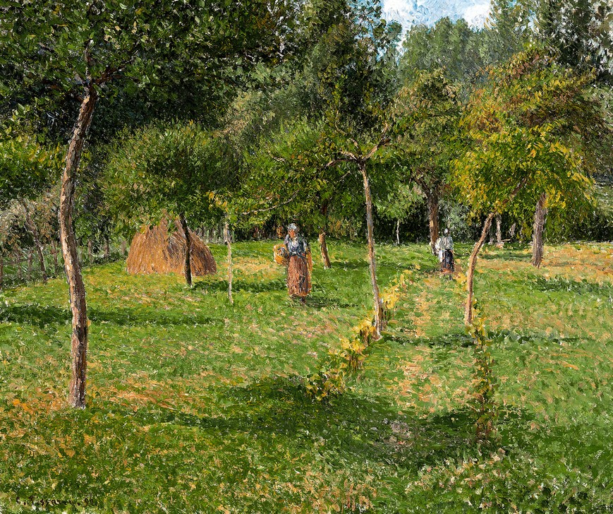 Camille Pissaro, The Orchard at Éragny, 1896 (Jahreszeiten,Obstgarten,Impressionismus,Frühling,Baum,Wiese,Poesie,Feld,Natur,Blüte,Garten)