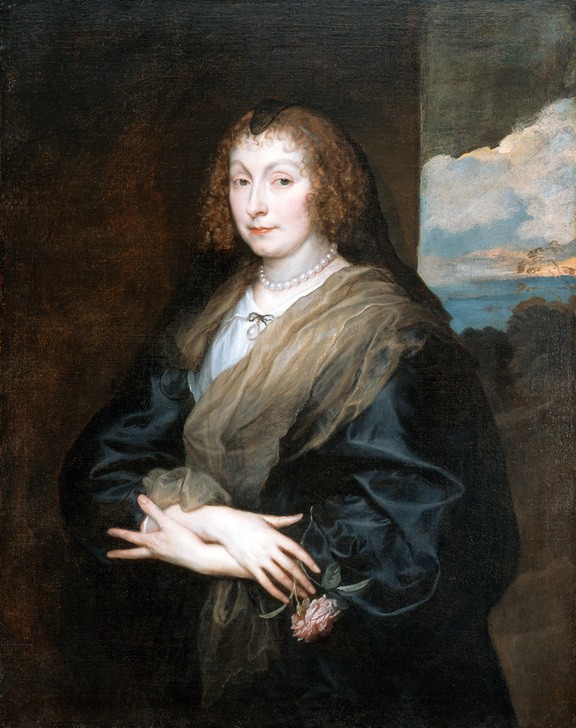 Anthony van Dyck, Portrait of a Woman with a Rose (Barock,Portrait)