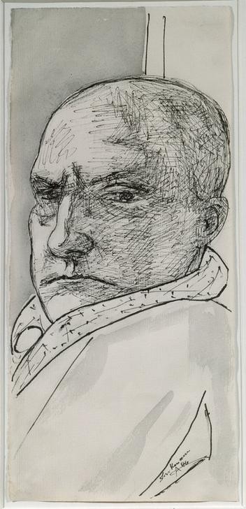 Max Beckmann, Selbstbildnis (Selbstportrait, Expressionismus, Klassische Moderne, Grafik, Studie, Wohnzimmer, Treppenhaus, Wunschgröße, schwarz/weiß)
