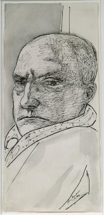 Max Beckmann, Selbstbildnis (Selbstportrait, Expressionismus, Klassische Moderne, Grafik, Studie, Wohnzimmer, Treppenhaus, Wunschgröße, schwarz/weiß)