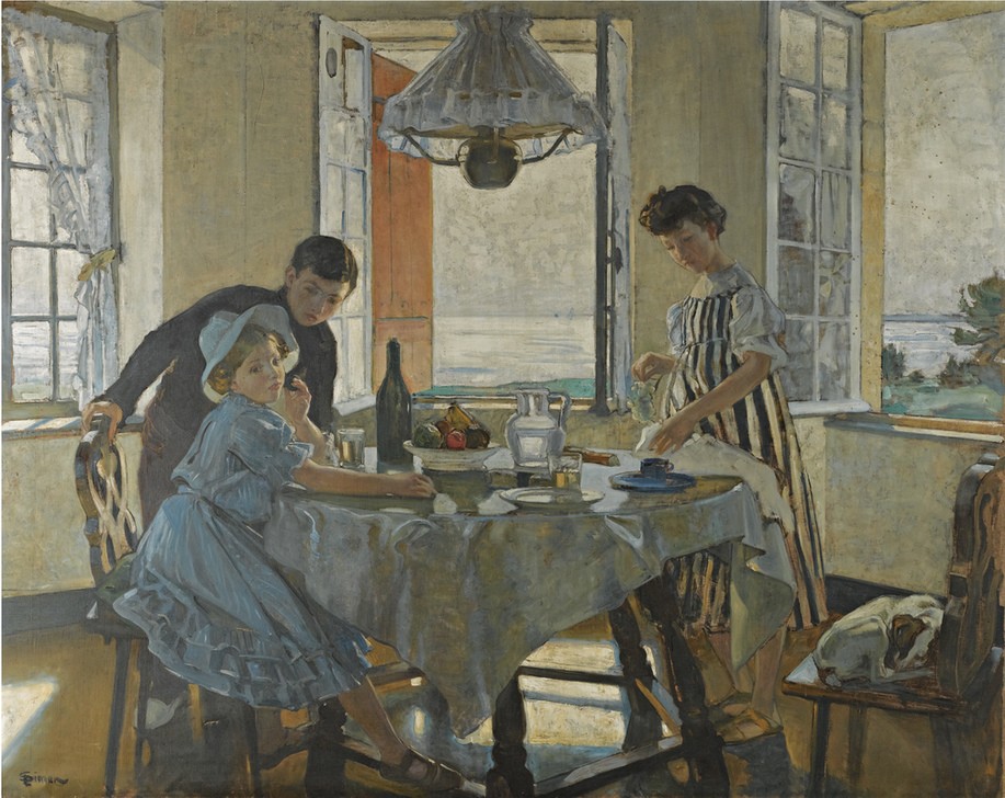 Lucien Simon, Breakfast (Familie,Landhaus,Tee,Morgen,Frühstück,Realismus,Genre,Zeit,Poesie,Familienleben,Beleuchtung)