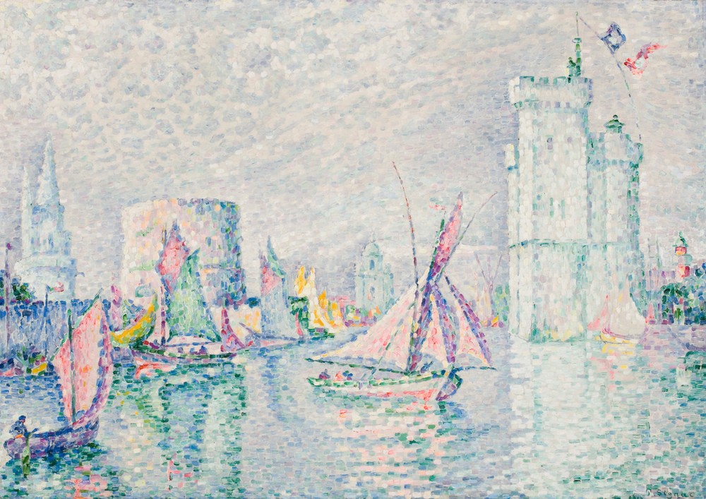 Paul Signac, La Rochelle, 1912 (Küste,Landschaft,Tor,Meer,Impressionismus,Poesie,Licht,Ufer,Bucht,Jacht,Natur,Segel)