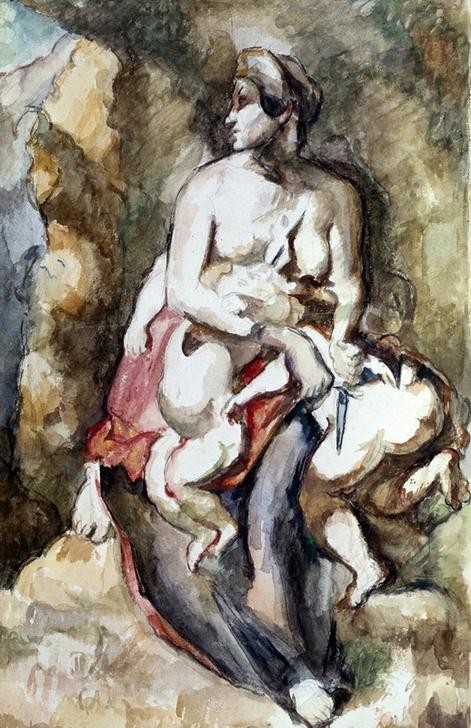 Paul Cézanne, Médée (d’après Delacroix) (Kunst,Mythologie,Impressionismus,Mord,Blutrausch,Kopie,Studie,Französische Kunst,Kindsmord,Griechisch-Römische Mythologie,Postimpressionismus)
