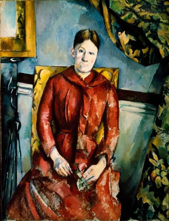 Paul Cézanne, Mme Cézanne au fauteuil jaune (Ehefrau,Frau,Kunst,Maler (Künstler),Impressionismus,Ehefrau Von Berühmten,Portrait,Künstlerfrau,Französische Kunst,Lehnstuhl,Sitzen,Hände Im Schoss)