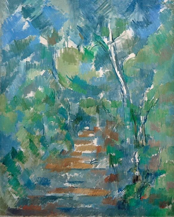 Paul Cézanne, Sousbois provençal (Kunst,Landschaft,Wald,Impressionismus,Weg,Französische Kunst,Waldweg,Jahrhundertwende,Unvollendet)