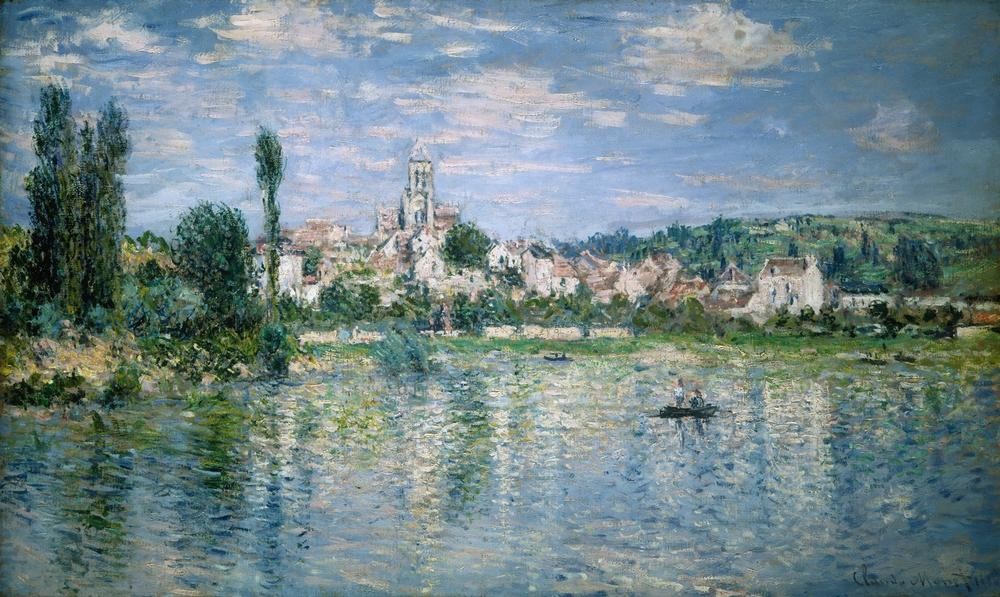 Claude Monet, Vue de Vétheuil, été (Insel,Gewässer,Kunst,Landschaft,Impressionismus,Fluss,Stadtansicht,Französische Kunst,Ufer,Ansicht)