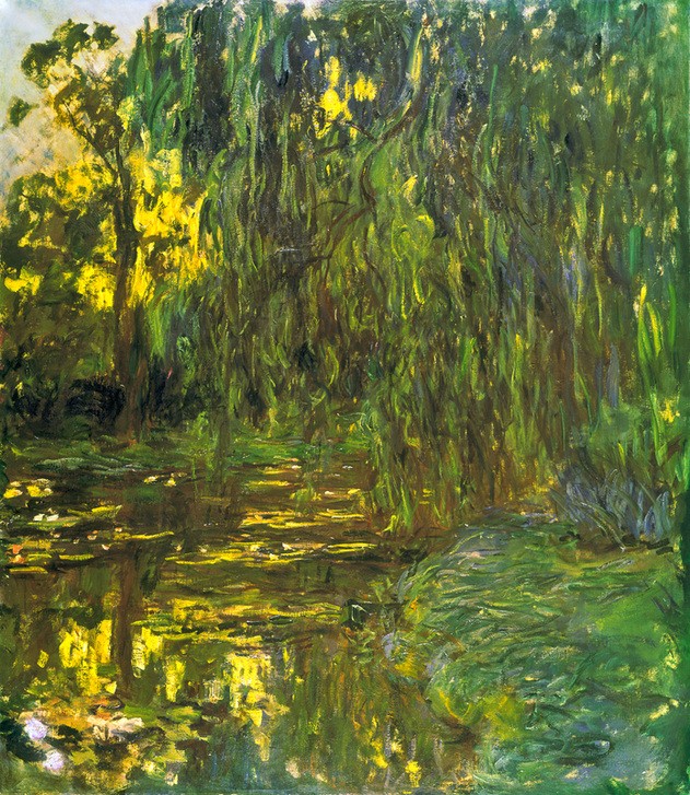 Claude Monet, Vue du bassin aux nymphéas avec saule (Garten Und Park,Kunst,Landschaft,Impressionismus,Seerose,Französische Kunst,Gartenteich,Trauerweide,Weide (Baum))