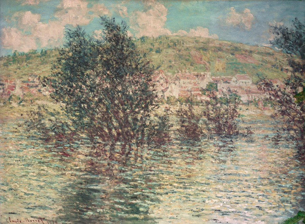 Claude Monet, Vétheuil, vue de Lavacourt (Gewässer, Hochwasser, Landschaft, Landschaftsmalerei, Französische Kunst, Impressionismus, Wunschgröße, Wohnzimmer, Klassiker, Malerei)