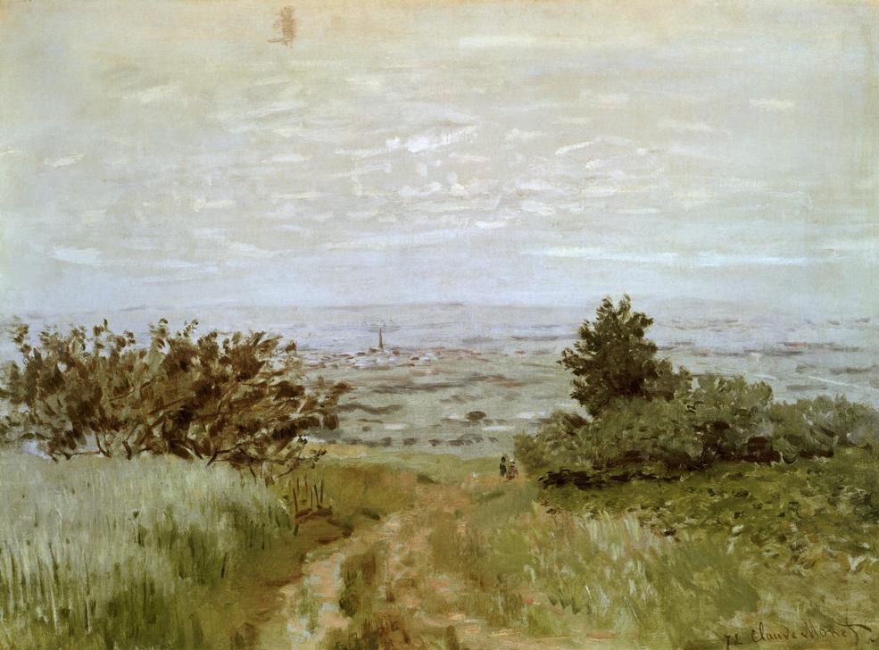 Claude Monet, Vue de la plaine à Argenteuil (Landschaft, Hügel, Düne, Dünenweg, Feldweg, Französische Kunst, Impressionismus, Wunschgröße, Wohnzimmer, Klassiker, Malerei)