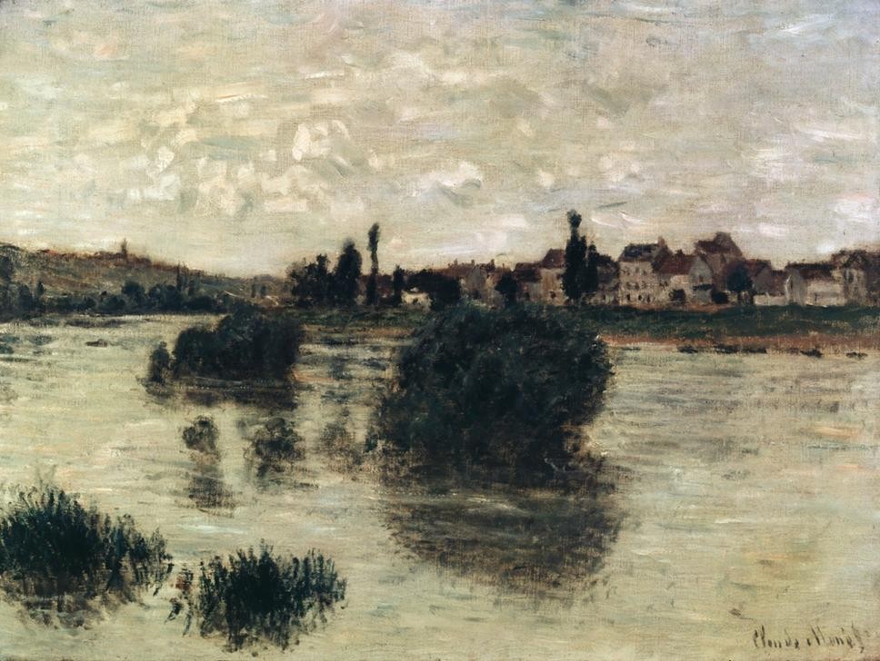 Claude Monet, La Seine à Lavacourt (Gewässer, Landschaft, Frankreich, Seine, Französische Kunst, Impressionismus, Wunschgröße, Wohnzimmer, Klassiker, Malerei, bunt)