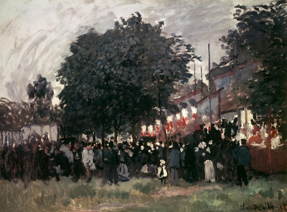 Claude Monet, La Fête d’Argenteuil (Feste, Volksfest, Festplatz, Menschen, Spaß, Französische Kunst, Impressionismus, Wunschgröße, Wohnzimmer, Klassiker, Malerei, bunt)