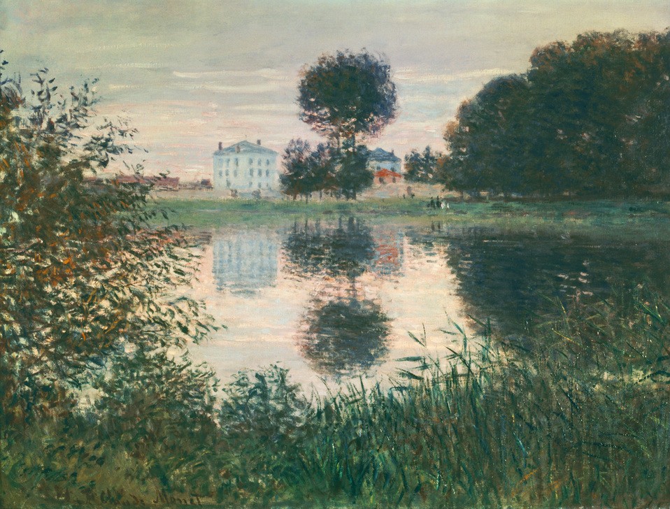 Claude Monet, L’arbre en boule, Argenteuil (Gewässer, Haus, Landschaft, Baum, Schilf, Französische Kunst, Impressionismus, Wunschgröße, Wohnzimmer, Klassiker, Malerei, bunt)