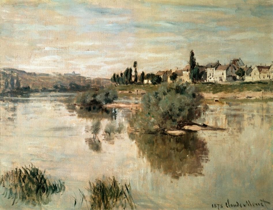 Claude Monet, La Seine à Lavacourt (Gewässer, Fluss, Seine, Landschaft, Frankreich, Französische Kunst, Impressionismus, Wunschgröße, Wohnzimmer, Klassiker, Malerei, bunt)