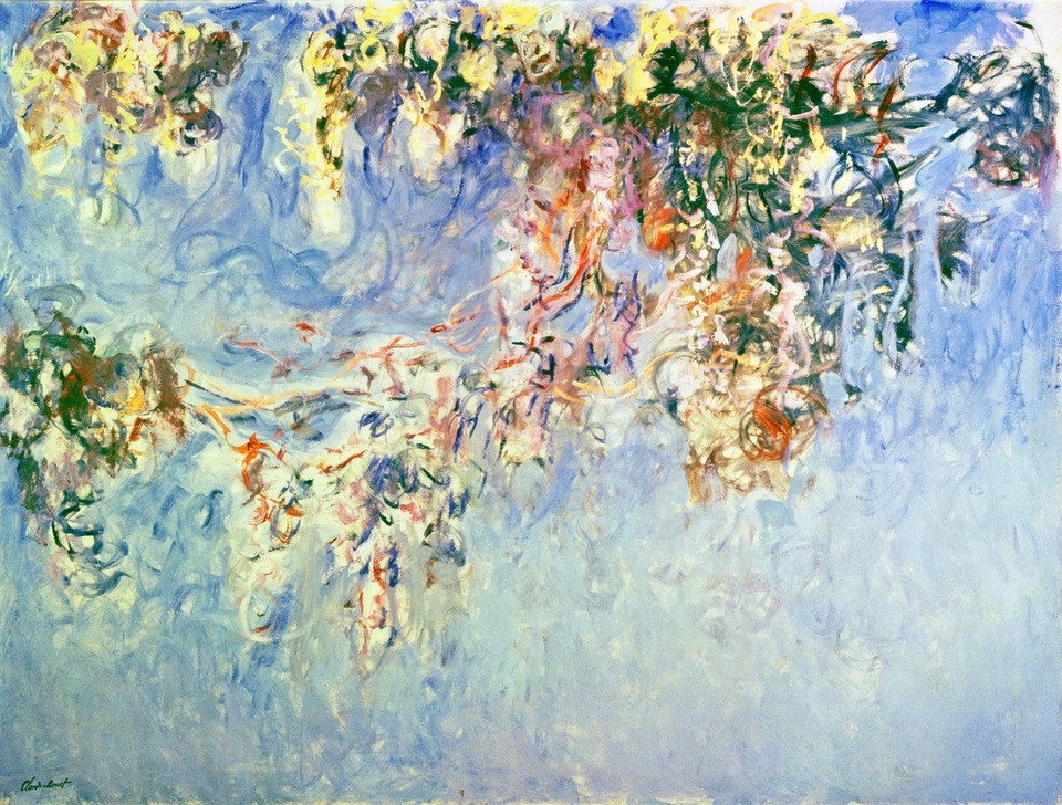 Claude Monet, Glycines (Ziergarten, Zierstrauch, Glyzinie, Pflanze, Französische Kunst, Impressionismus, Wunschgröße, Wohnzimmer, Klassiker, Malerei,)