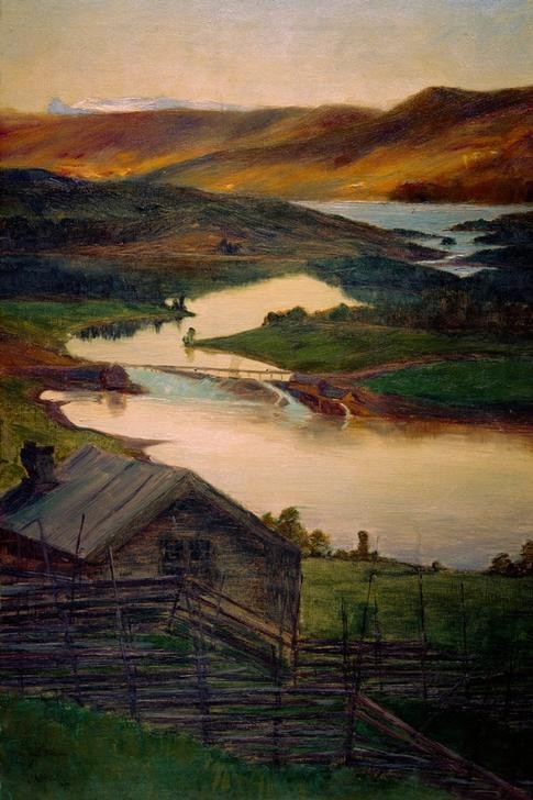 Eugen, Prinz von Schweden, Fran Fossheim, Valdres, Skiss (Kunst,Landschaft,See,Fjord,Schwedische Kunst,Topographie)