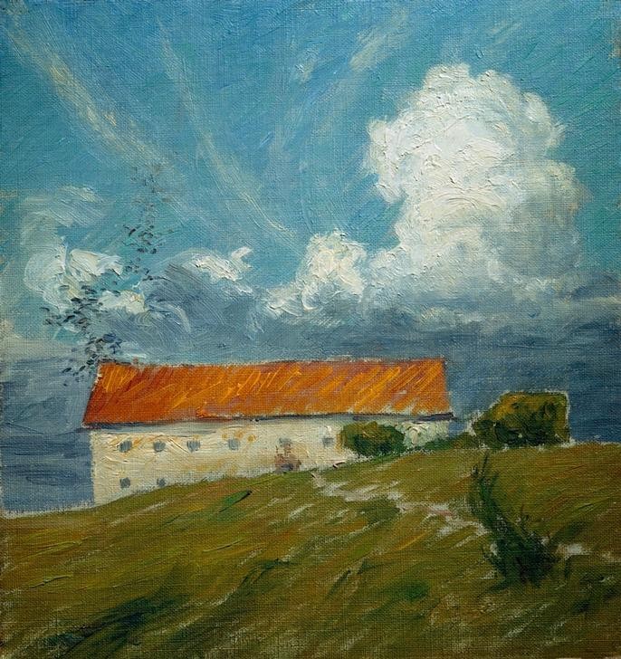 Eugen, Prinz von Schweden, Det gamla slottet, Skiss (Architektur,Himmel (Natur),Kunst,Landschaft,Meteorologie,Schloss,Wolke,Schwedische Kunst)