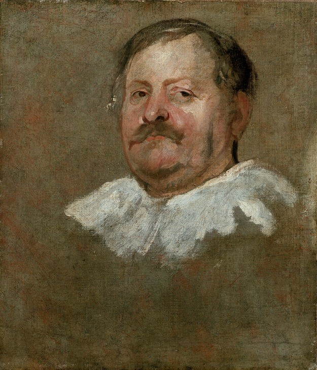 Anthony van Dyck, Head of a bearded Man wearing a Falling Ruff, 1628 (Mann,Bart,Barock,Schnurrbart,Portrait,Tag,Kleid,Gesicht,Stolz,Körper,Kopf,Kampfläufer,Farbe)
