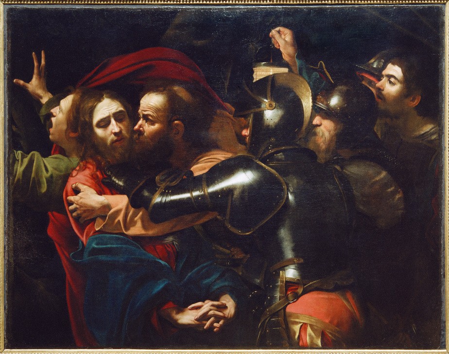 Caravaggio, Die Gefangennahme Christi (Soldaten, Schergen, Verrat, Passionsgeschichte, Christi Gefangennahme, Judaskuss, Christentum,  Religion, Neues Testament, Bibel, Hell-Dunkel, Barock, Klassiker, Malerei, Wunschgröße, Wohnzimmer)