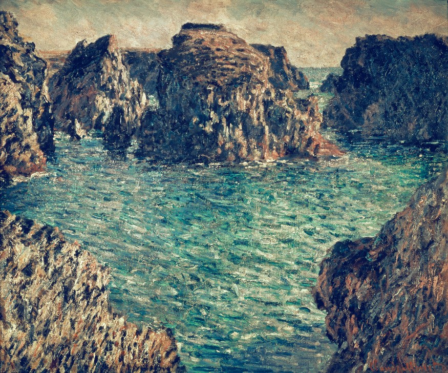 Claude Monet, Entrée de Port-Goulphar, Belle-Ile (Insel, Hafen, Küste, Insel, Meeresbrise, Landschaft, Meer, Felsen, Französische Kunst, Impressionismus, Wunschgröße, Wohnzimmer, Klassiker, Malerei,)