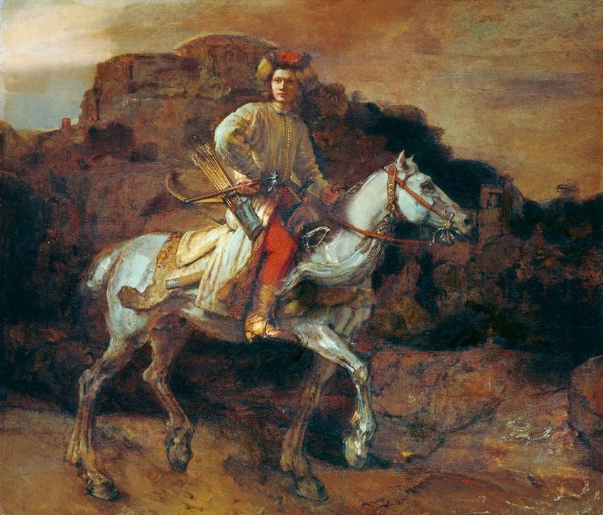 Rembrandt Harmenszoon van Rijn, Gijsbrechts van Amstel (Kunst,Mann,Pferd (Tier),Freizeit,Reiter,Barock,Portrait,Reise,Niederländische Kunst,Holländische Kunst,Reiten)