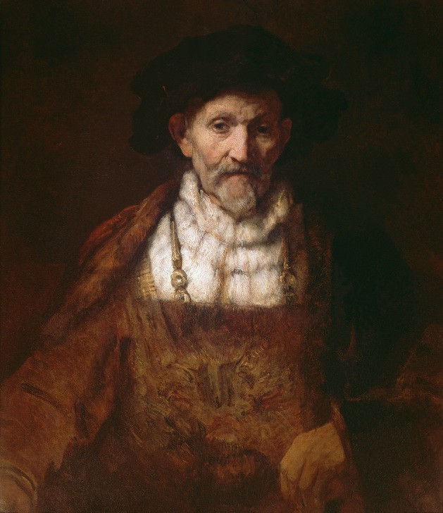 Rembrandt Harmenszoon van Rijn, Alter Mann in Festtracht (Kunst,Mann,Mensch,Alter,Bart,Barock,Portrait,Greis,Niederländische Kunst,Holländische Kunst,Vollbart,Alter Mann,Halbfigur)