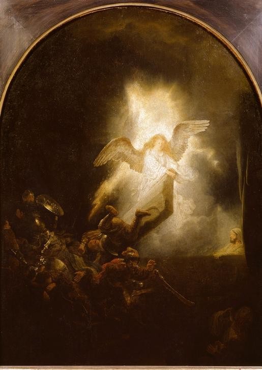 Rembrandt Harmenszoon van Rijn, Die Auferstehung Christi (Christentum,Kunst,Religion,Soldat,Barock,Neues Testament,Bibel,Auferstehung Christi,Helldunkel,Niederländische Kunst,Licht,Grabwächter,Holländische Kunst,Passion Christi,Unsterblichkeit)