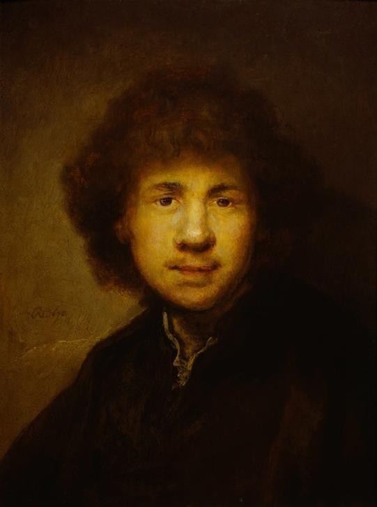 Rembrandt Harmenszoon van Rijn, Selbstbildnis (Künstler,Kunst,Maler (Künstler),Barock,Selbstbildnis,Niederländische Kunst,Holländische Kunst,Locke,Brustbild,Junger Mann)