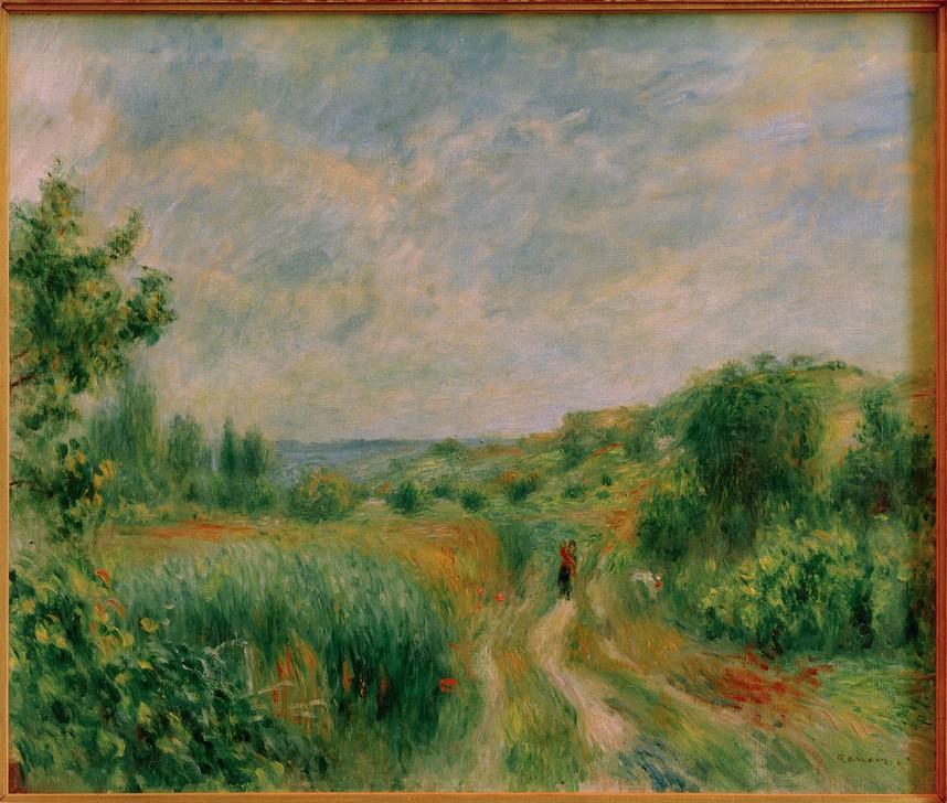 Pierre-Auguste Renoir, Landschaft bei Essoyes (Kunst,Landschaft,Mensch,Impressionismus,Feldweg,Französische Kunst,Signatur)