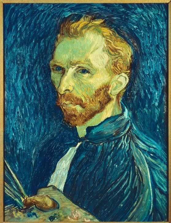 Vincent van Gogh, Selbstbildnis (Kunst,Maler (Künstler),Mann,Impressionismus,Bart,Portrait,Palette,Niederländische Kunst,Holländische Kunst,Blick Aus Dem Bild,Brustbild,Person)