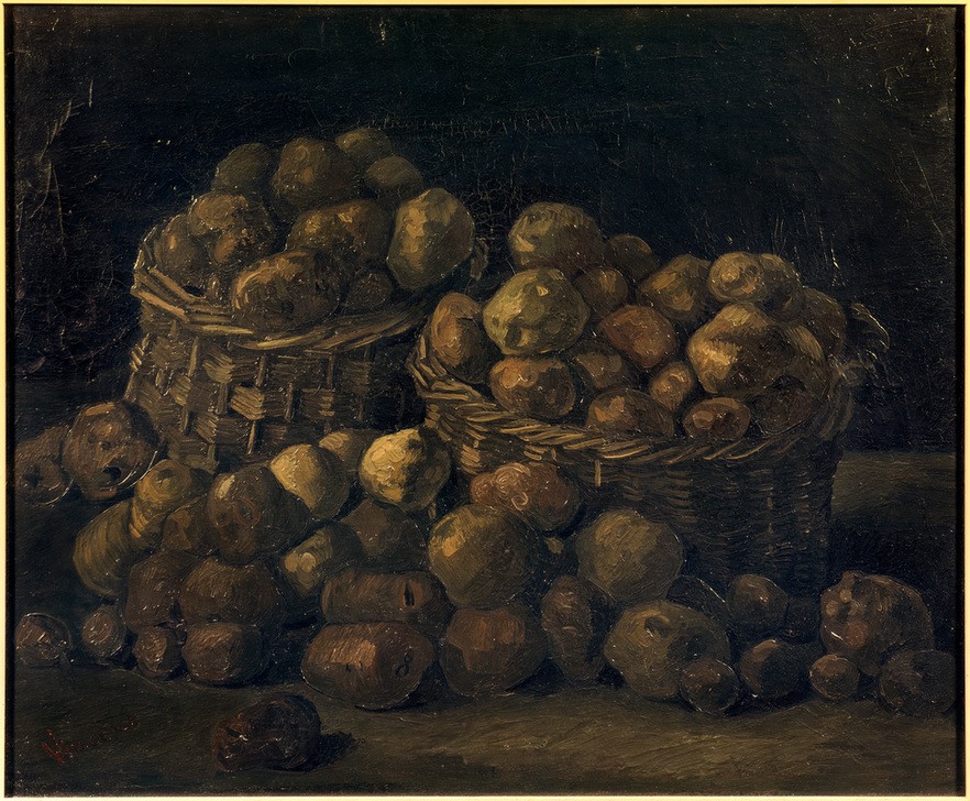 Vincent van Gogh, Stilleben mit Kartoffeln in zwei Körben (Kunst,Impressionismus,Nahrungsmittel,Kartoffel,Stillleben,Niederländische Kunst,Korb,Holländische Kunst,Weidenkorb)