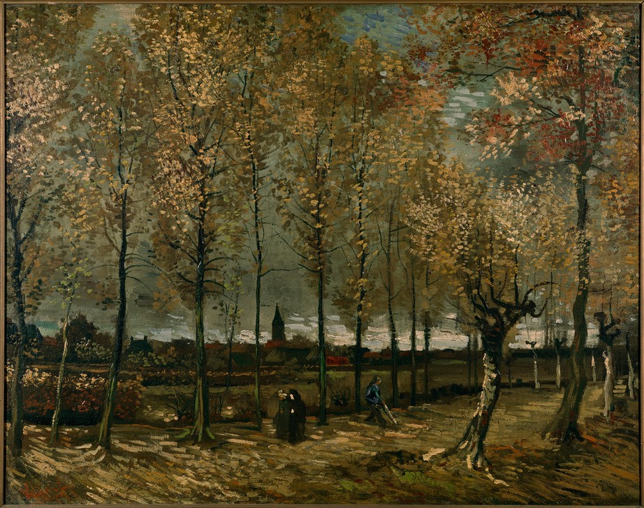 Vincent van Gogh, Allee bei Nuenen (Allee,Herbst,Jahreszeiten,Kunst,Landschaft,Impressionismus,Niederländische Kunst,Holländische Kunst)