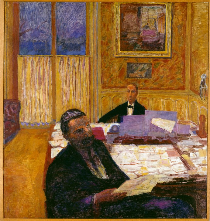 Pierre Bonnard, Les freres Bernheim-Jeu– ne (Geschwister,Handel,Kunsthändler,Kunsthandel,Mann,Wirtschaft (Ökonomie),Impressionismus,Portrait,Französische Kunst,Verlag,Bruder,Nabis,Person,Büro,Verleger)