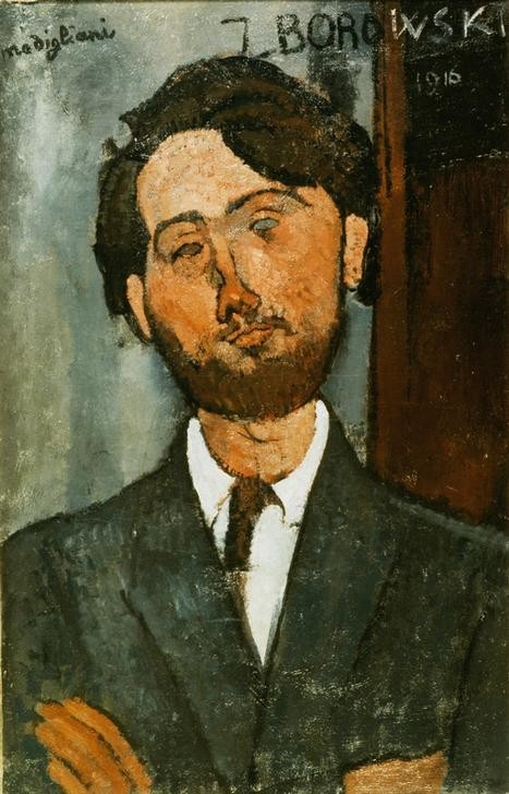 Amedeo Modigliani, Portrait de Leopold Zborowski (Dichter,Kunsthändler,Kunst,Literatur,Mann,Bart,Portrait,Italienische Kunst,Ecole De Paris,Brustbild,Hände Im Schoss,Person)